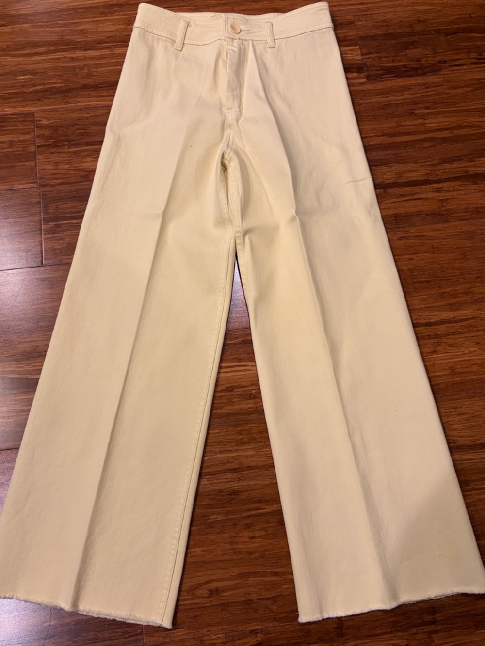 Women's Cream Wide-Leg Chinos